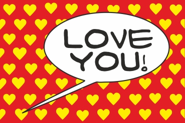 Love You! Red-Yellow POP (Paint On Print) Art